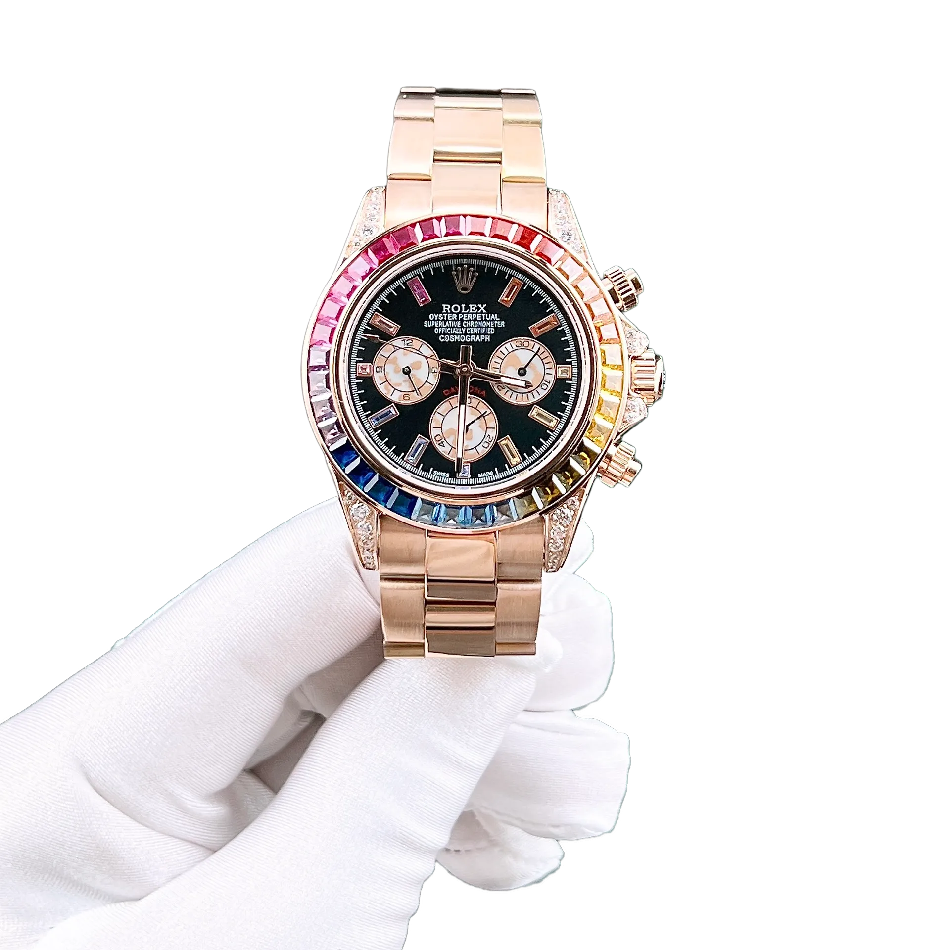 Rolex Daytona 116595RBOW Rainbow Rose Gold Black Dial Sapphire Bezel - Image 7