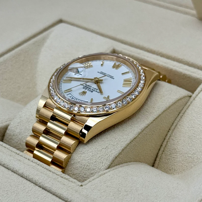 Rolex Day-Date 40 228348RBR Yellow Gold Diamond Bezel White Dial - Image 5