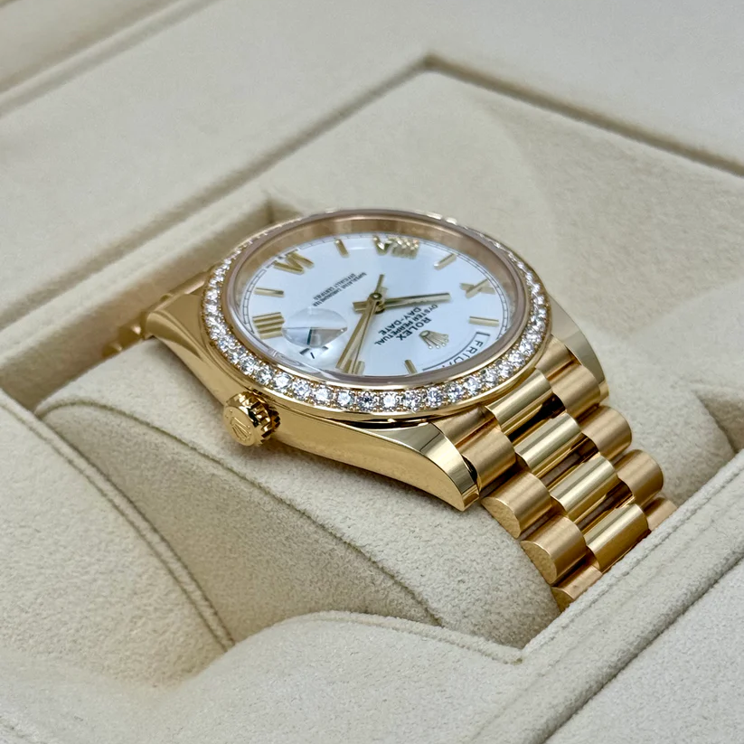 Rolex Day-Date 40 228348RBR Yellow Gold Diamond Bezel White Dial - Image 6