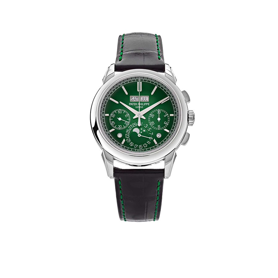 Patek Philippe Grand Complications 41mm 5270P-014 Perpetual Calendar Chronograph Platinum Green Dial