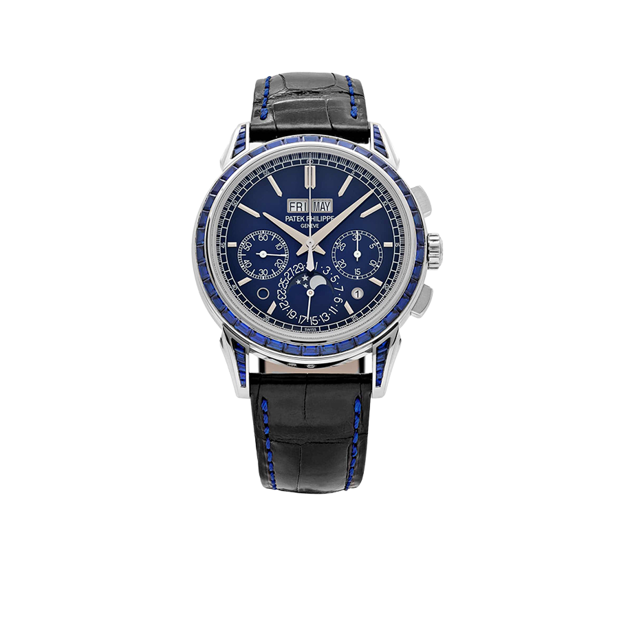 Patek Philippe Grand Complications 41mm 5271/11P-010 Perpetual Calendar Chronograph Platinum Baguette Sapphires