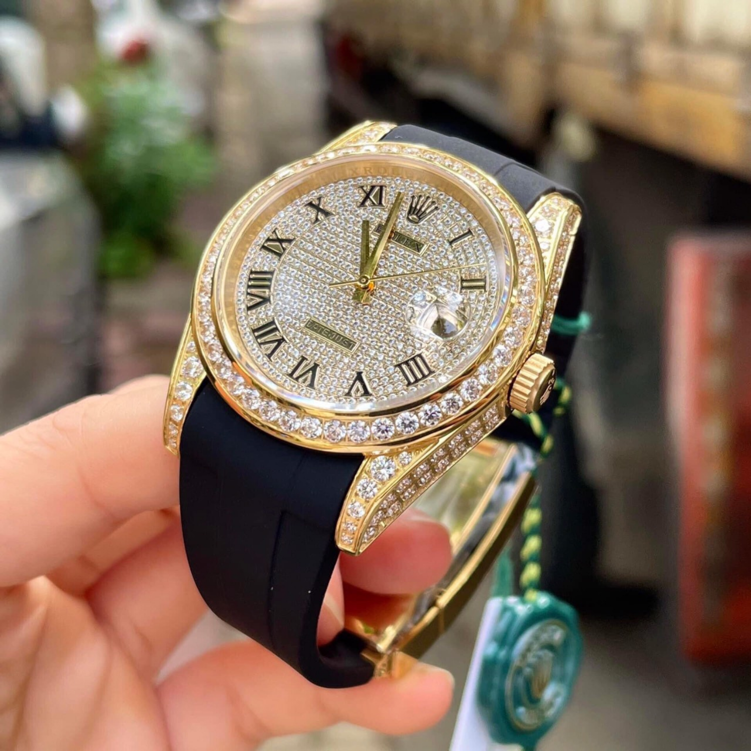 Rolex Datejust 40mm Diamond-Paved Dial Yellow Gold Men Watches - Image 2