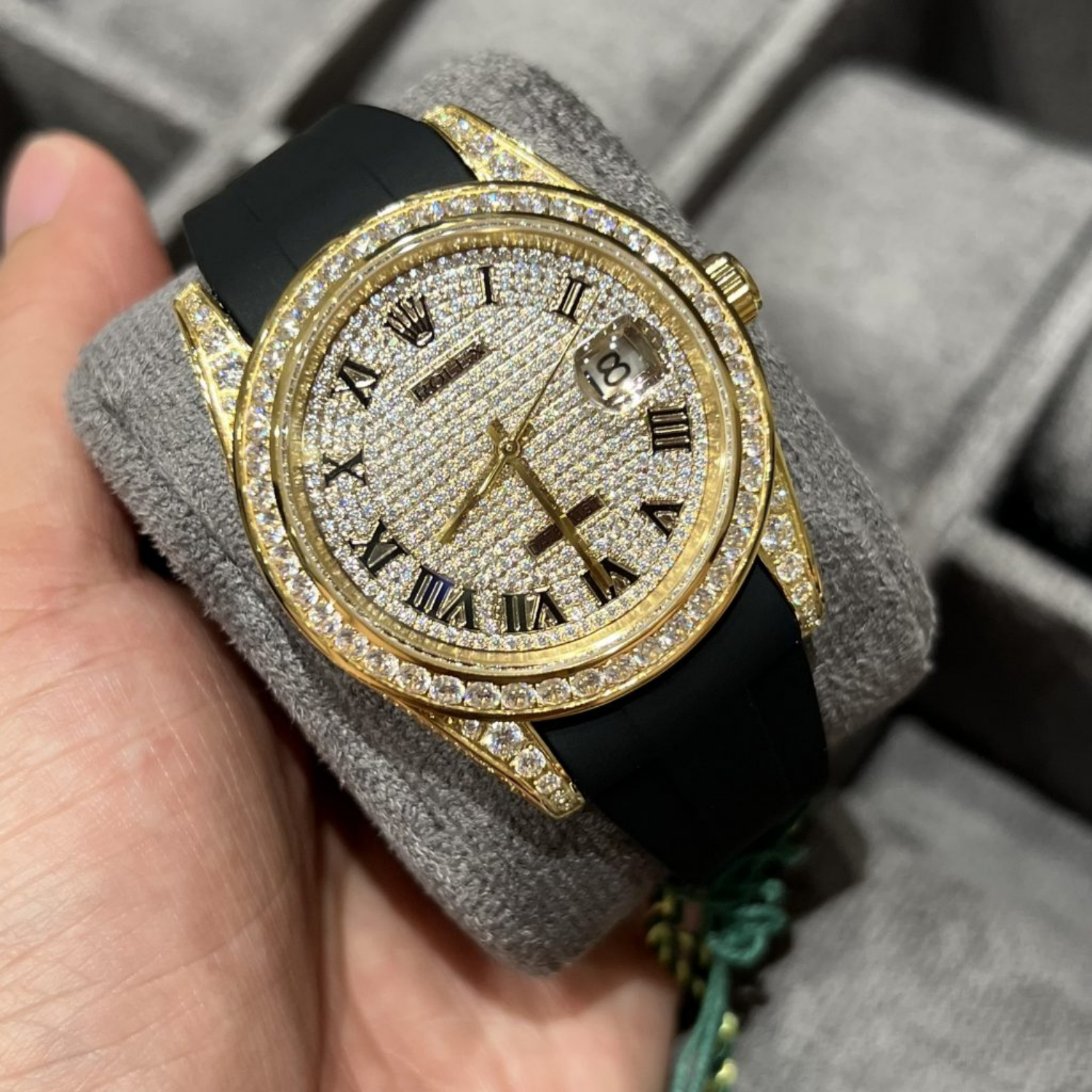 Rolex Datejust 40mm Diamond-Paved Dial Yellow Gold Men Watches - Image 5