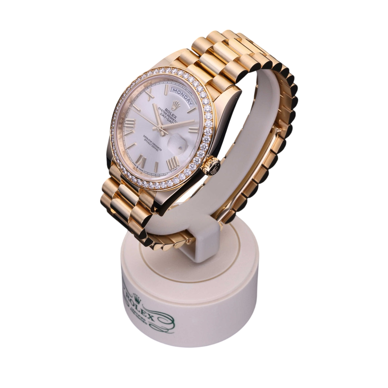 Rolex Day-Date 40 mm Yellow Gold Diamond Bezel Silver Dial M228348rbr-0007 - Image 6