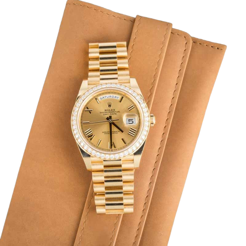 Rolex Day-Date 40 228348RBR Yellow Gold Diamond Bezel Champagne Roman Dial - Image 9