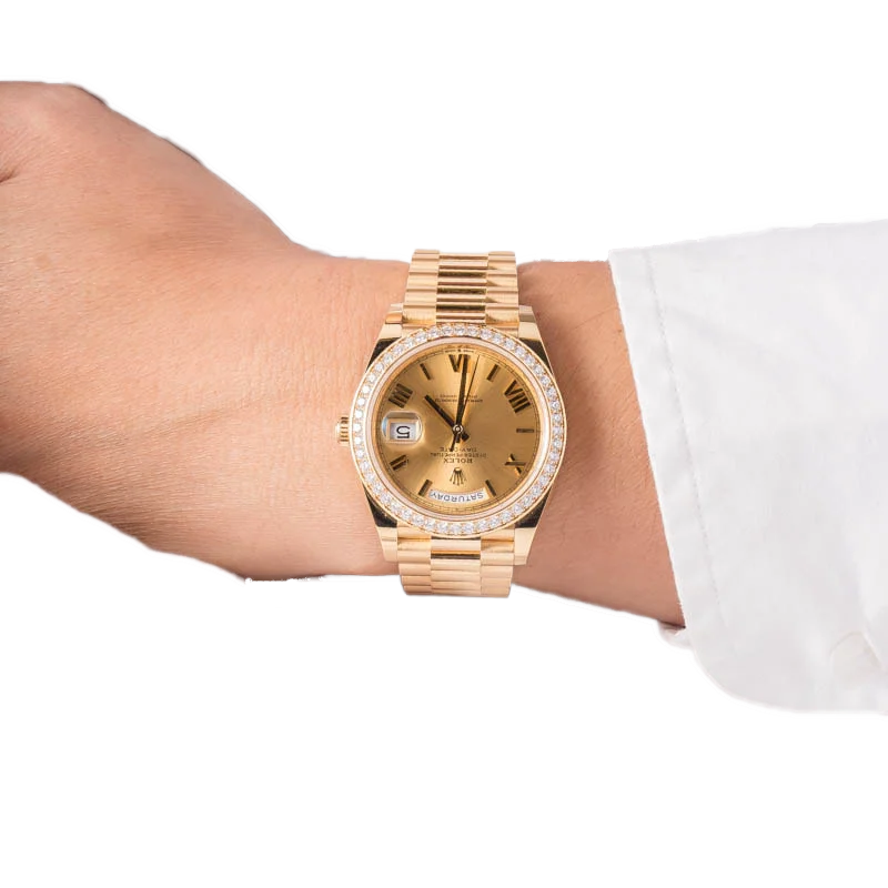 Rolex Day-Date 40 228348RBR Yellow Gold Diamond Bezel Champagne Roman Dial - Image 2