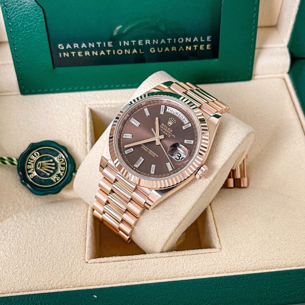 Rolex President Day-Date 40mm Rose Gold Chocolate Diamond Watch 228235 - Image 7