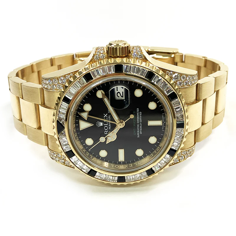 Rolex GMT Master II 18k Yellow Gold Diamond Black Sapphire 116758SANR - Image 9