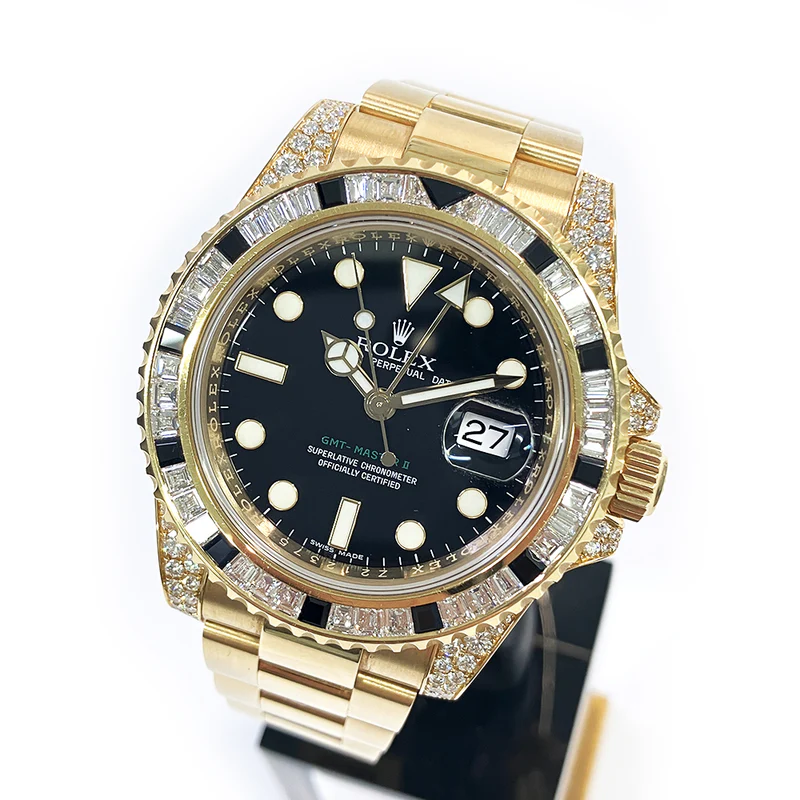 Rolex GMT Master II 18k Yellow Gold Diamond Black Sapphire 116758SANR - Image 8