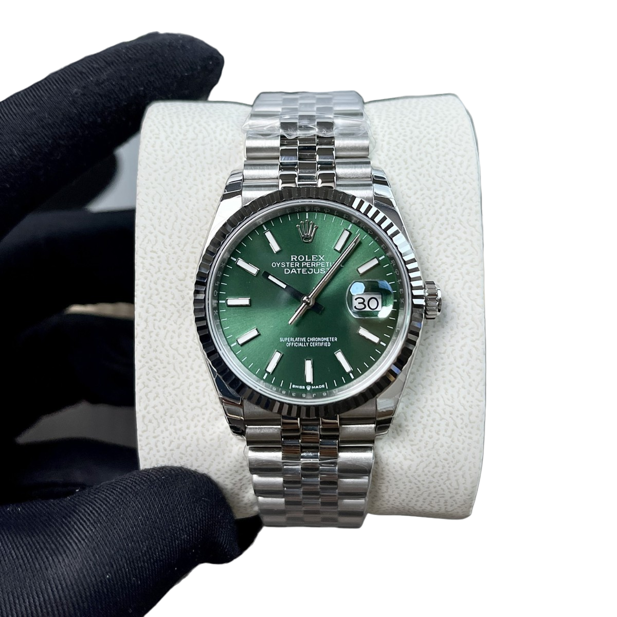 Rolex Datejust 41mm Steel White Gold Mint Green Dial Mens Watch 126334-0028 - Image 4