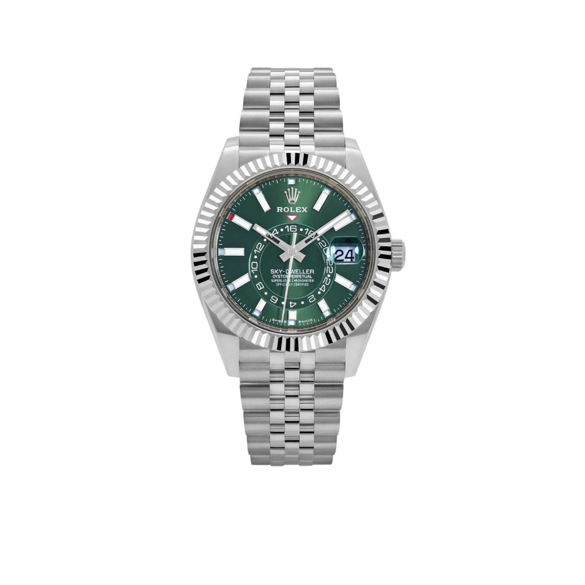 Rolex Sky-Dweller Stainless Steel Green Dial Jubilee 336934-0002 New