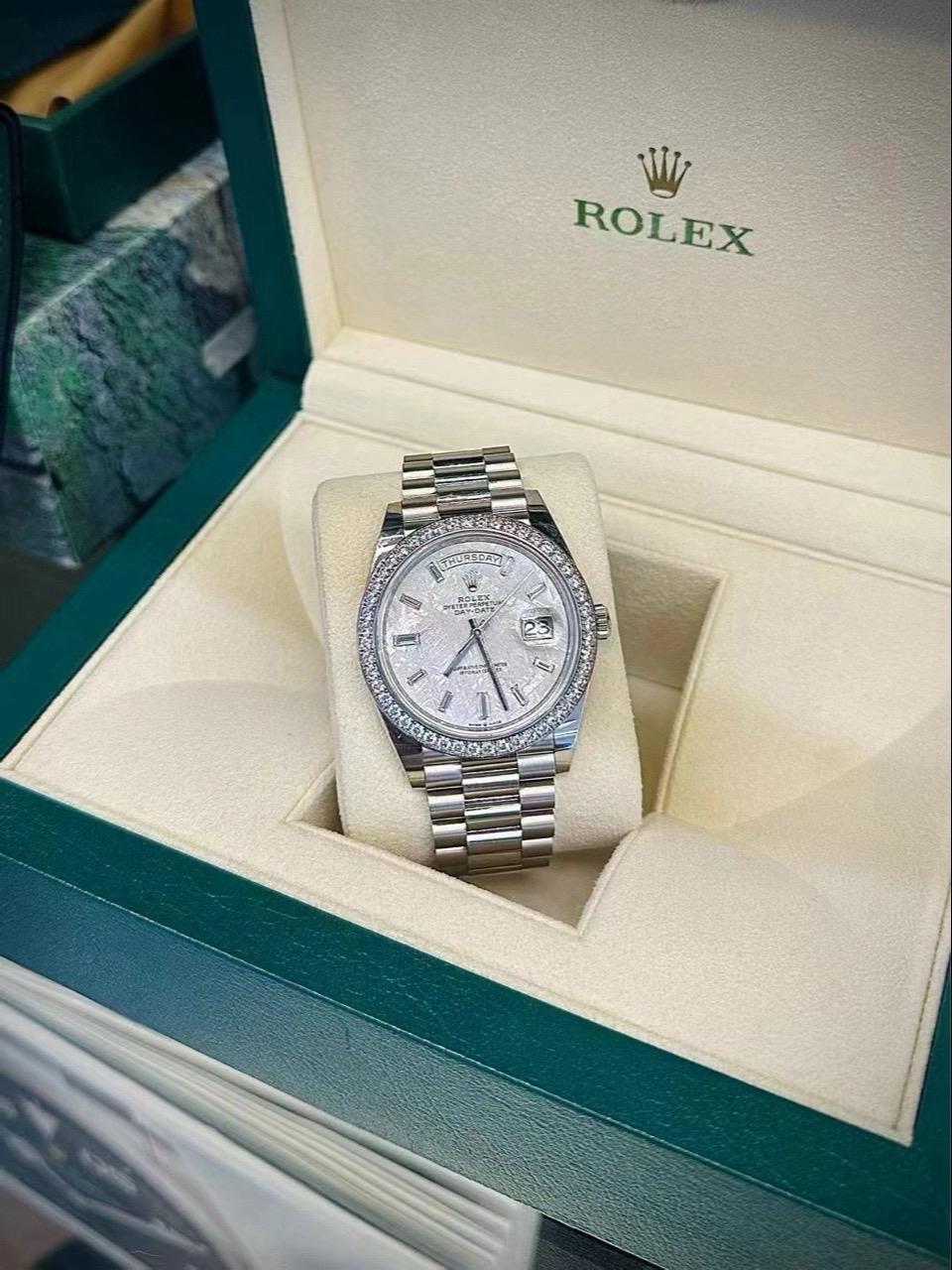 Rolex Day-Date 40mm Meteorite Dial, Platinum Diamonds M228349RBR-0040 New - Image 2
