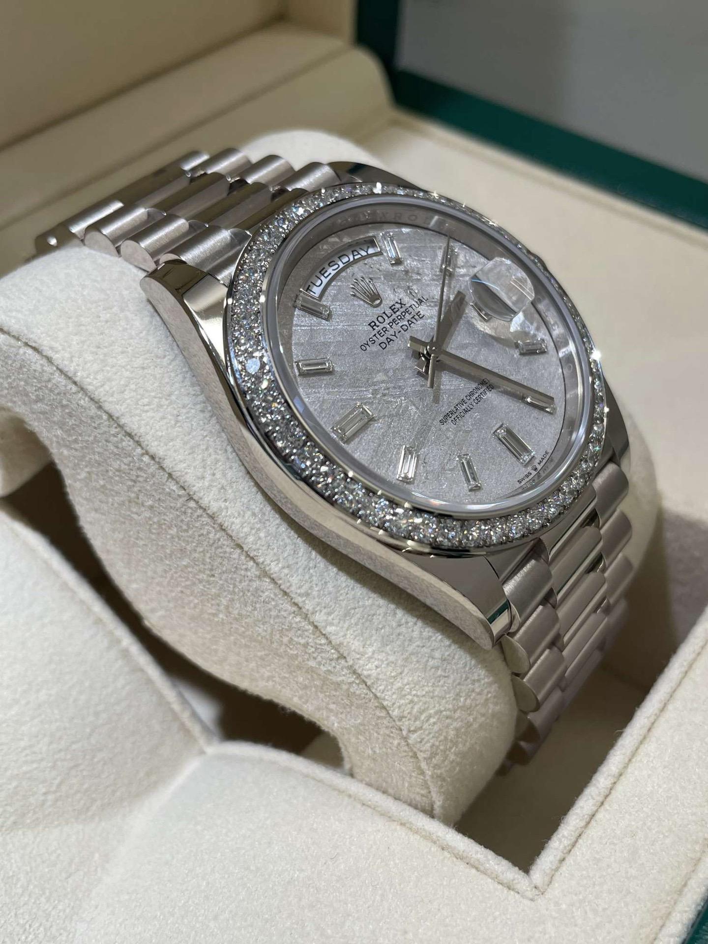 Rolex Day-Date 40mm Meteorite Dial, Platinum Diamonds M228349RBR-0040 New - Image 3