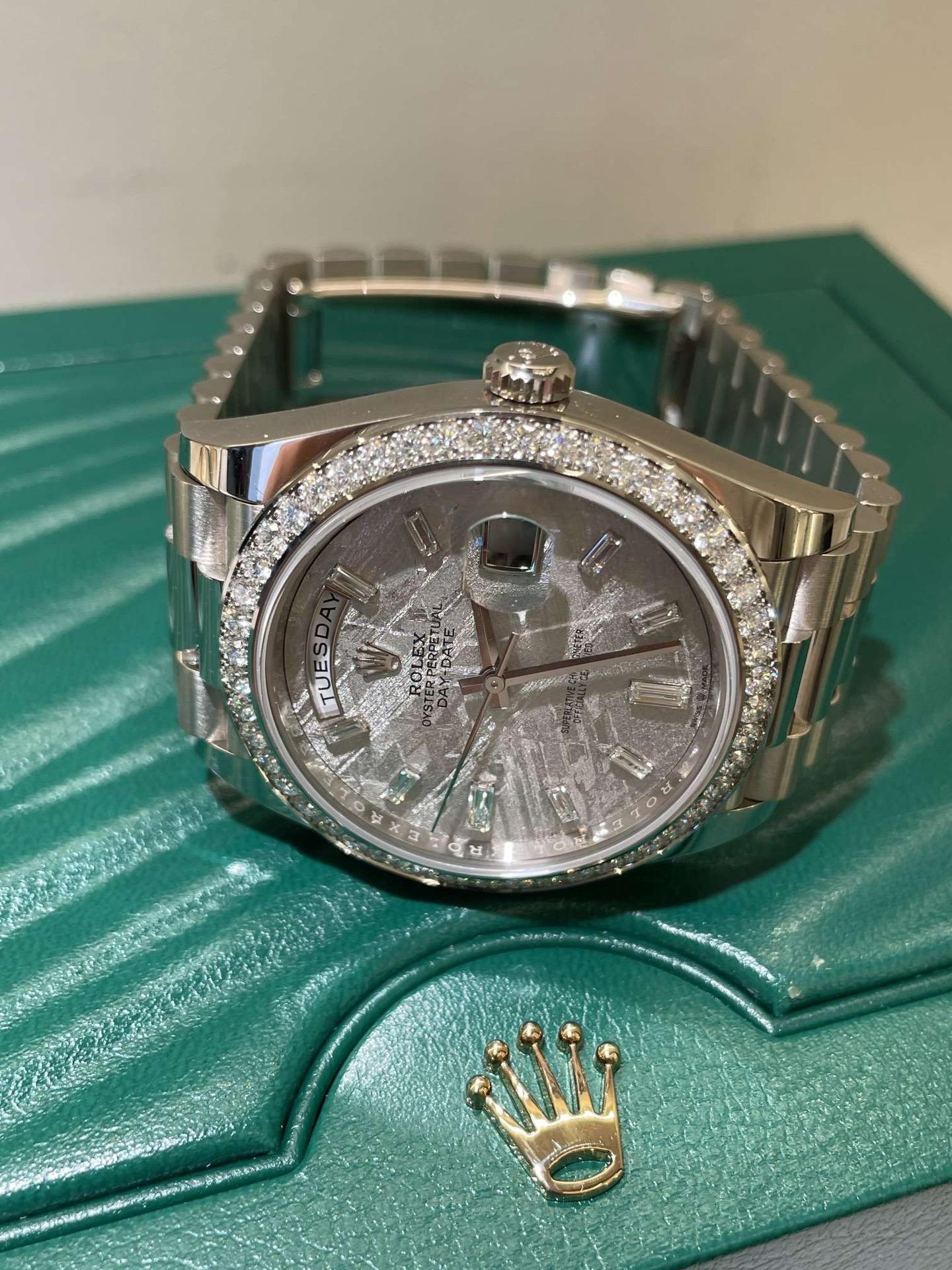 Rolex Day-Date 40mm Meteorite Dial, Platinum Diamonds M228349RBR-0040 New - Image 5