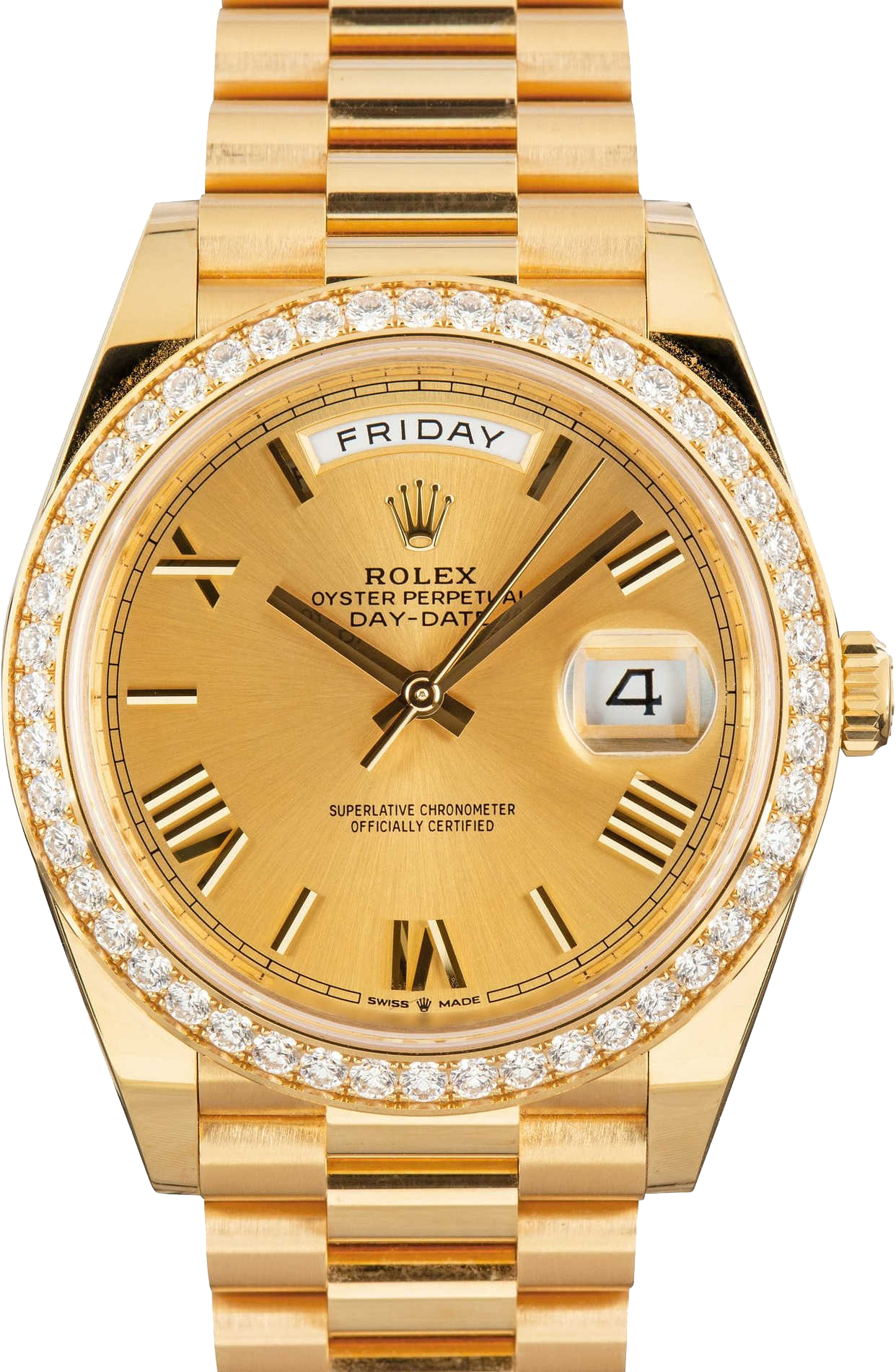 Rolex Day-Date 40 228348RBR Yellow Gold Diamond Bezel Champagne Roman Dial - Image 3