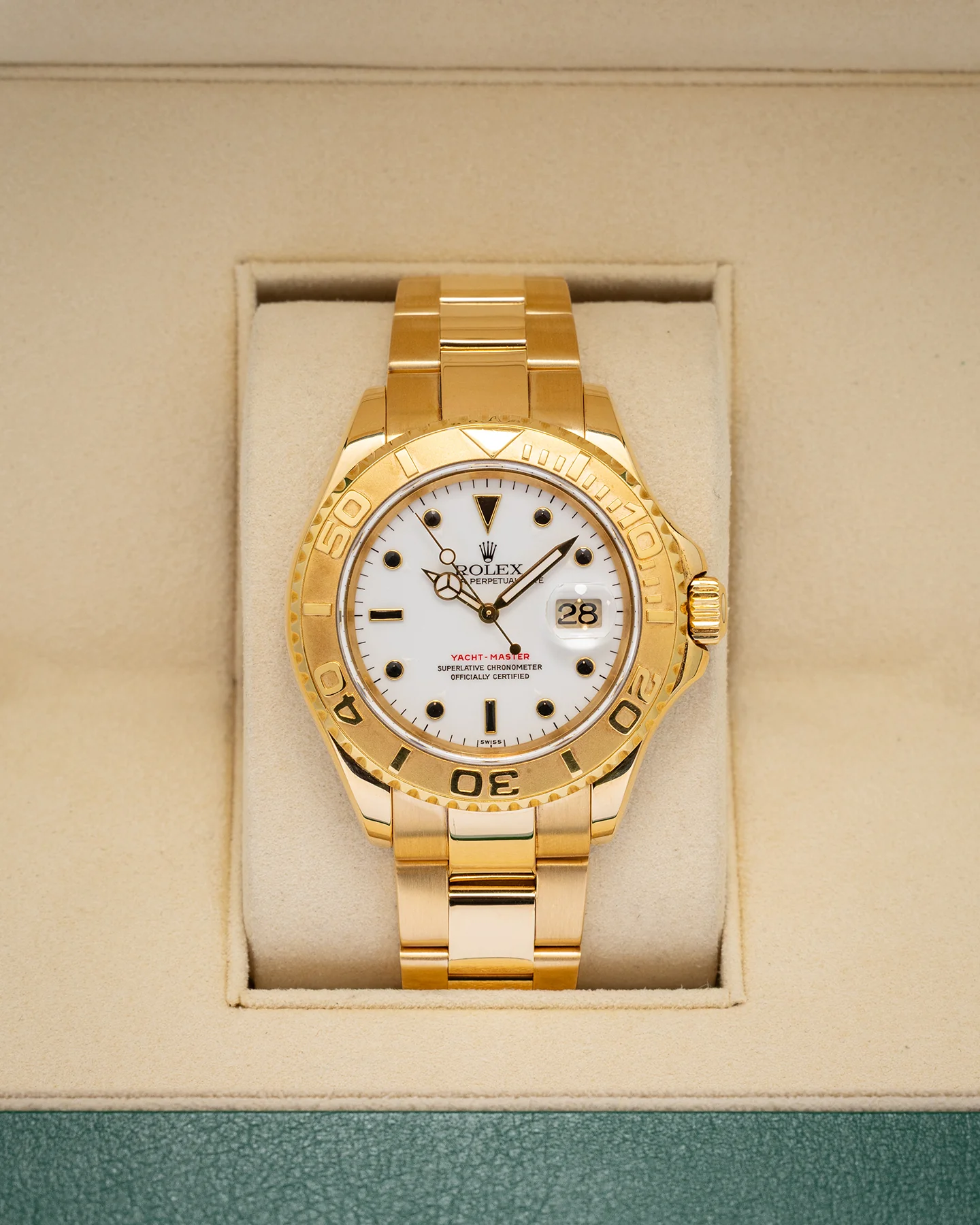 Rolex Yachtmaster 40mm Yellow Gold White Dial Mens Watch 16628 - Image 2