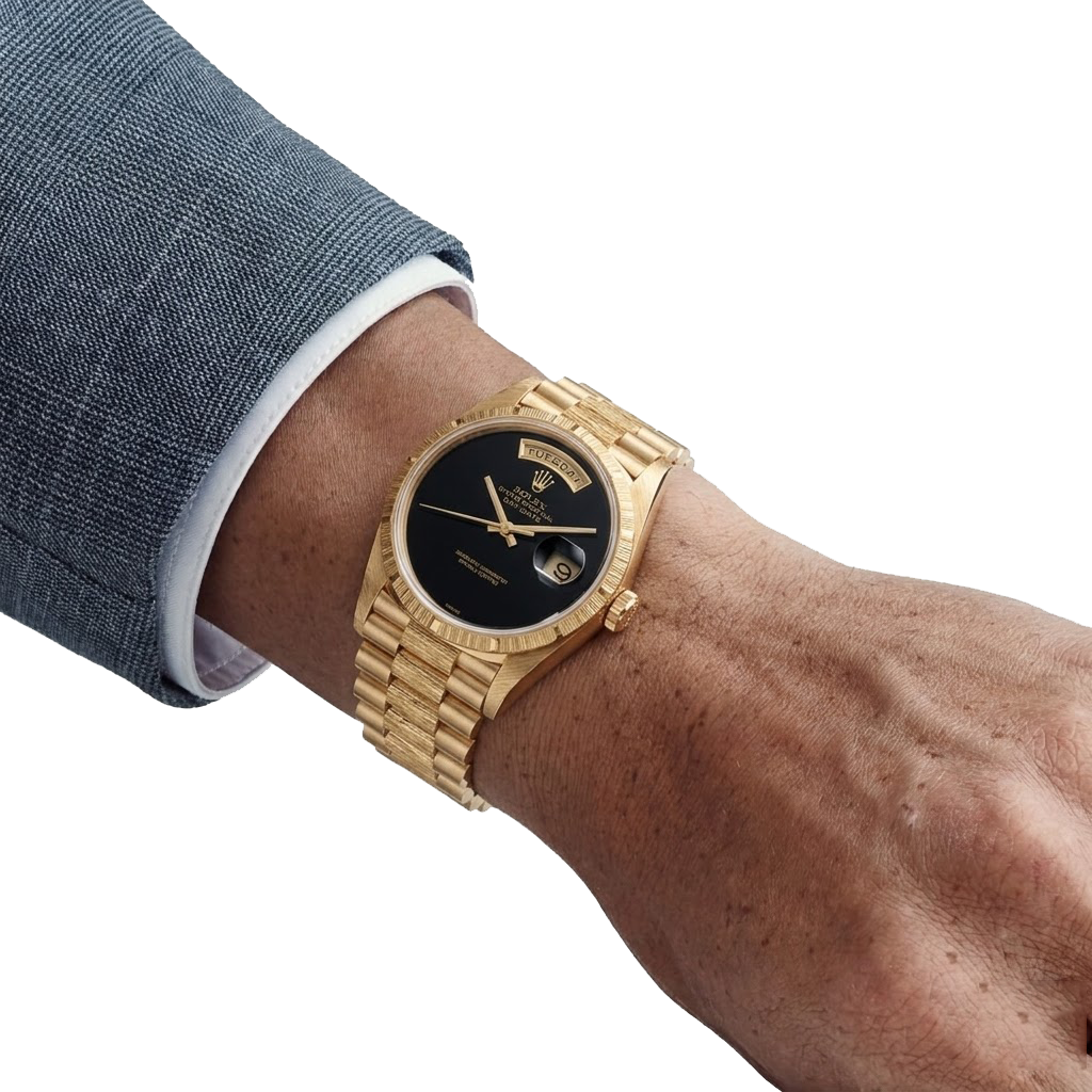 Rolex Day-Date 36mm 18248 18k Yellow Gold Presidential Bracelet Black Onyx Dial - Image 2