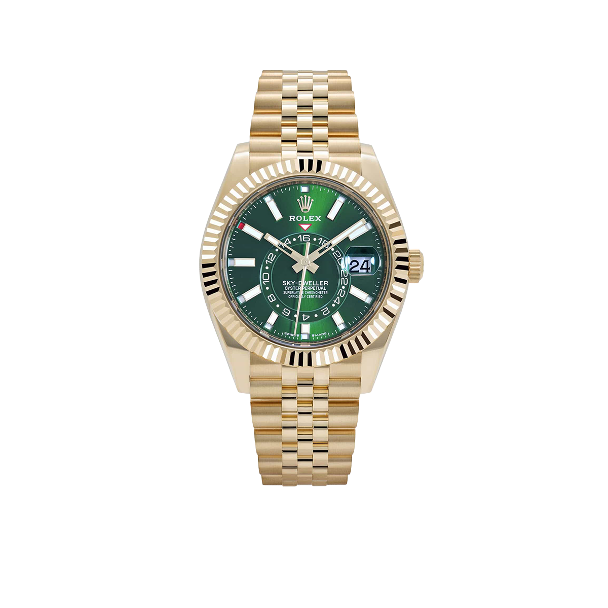 Rolex Sky-Dweller 42mm Yellow Gold Bright Green Dial Jubilee 336938 (2025)