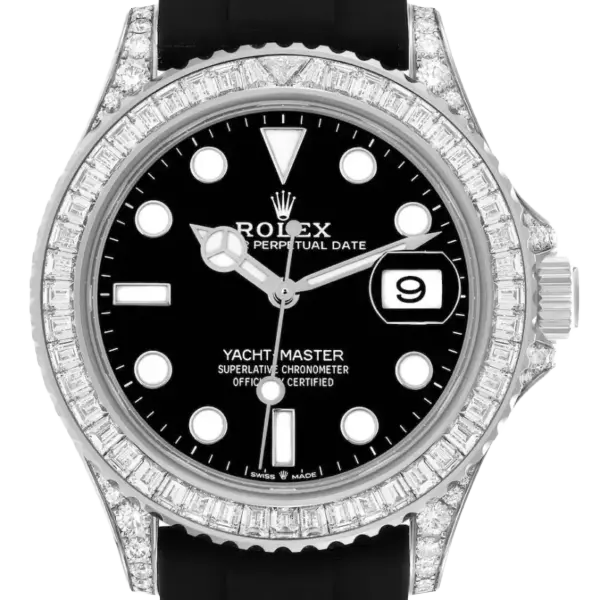 Rolex Yacht-Master 42mm White Gold and Diamond-Set / Black / Oysterflex - Image 3