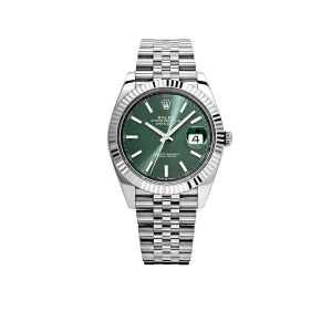 Rolex Datejust 41mm Steel White Gold Mint Green Dial Mens Watch 126334