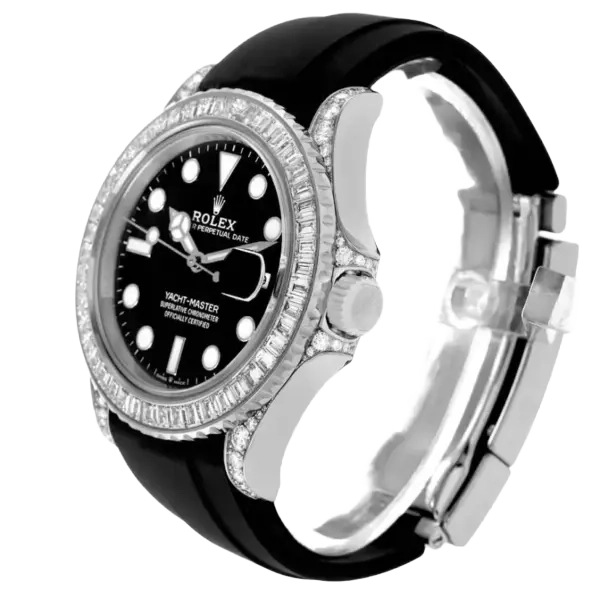Rolex Yacht-Master 42mm White Gold and Diamond-Set / Black / Oysterflex - Image 4