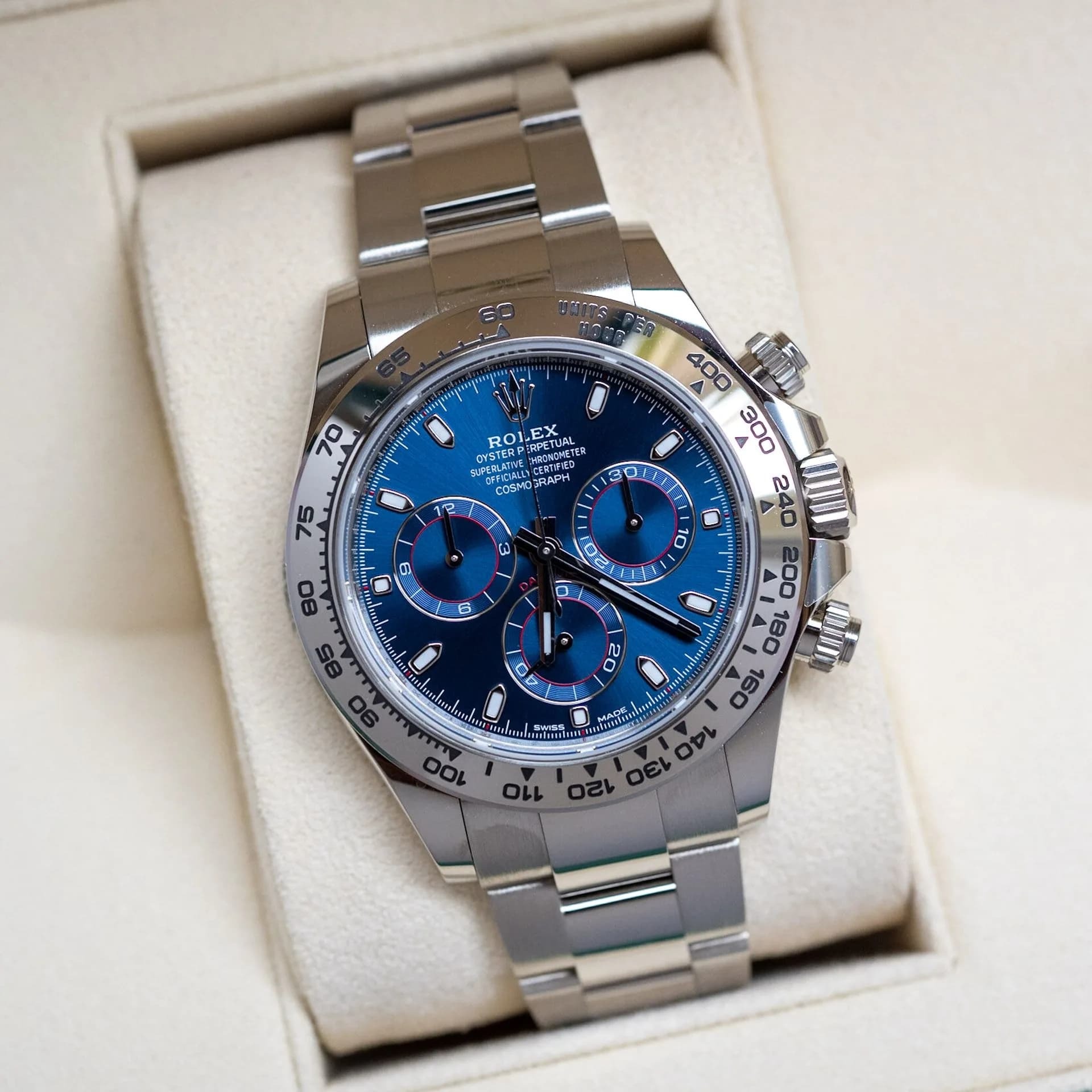 Rolex Daytona Blue Dial 40mmWhite Gold Chronograph Mens Watch 126509 - Image 9