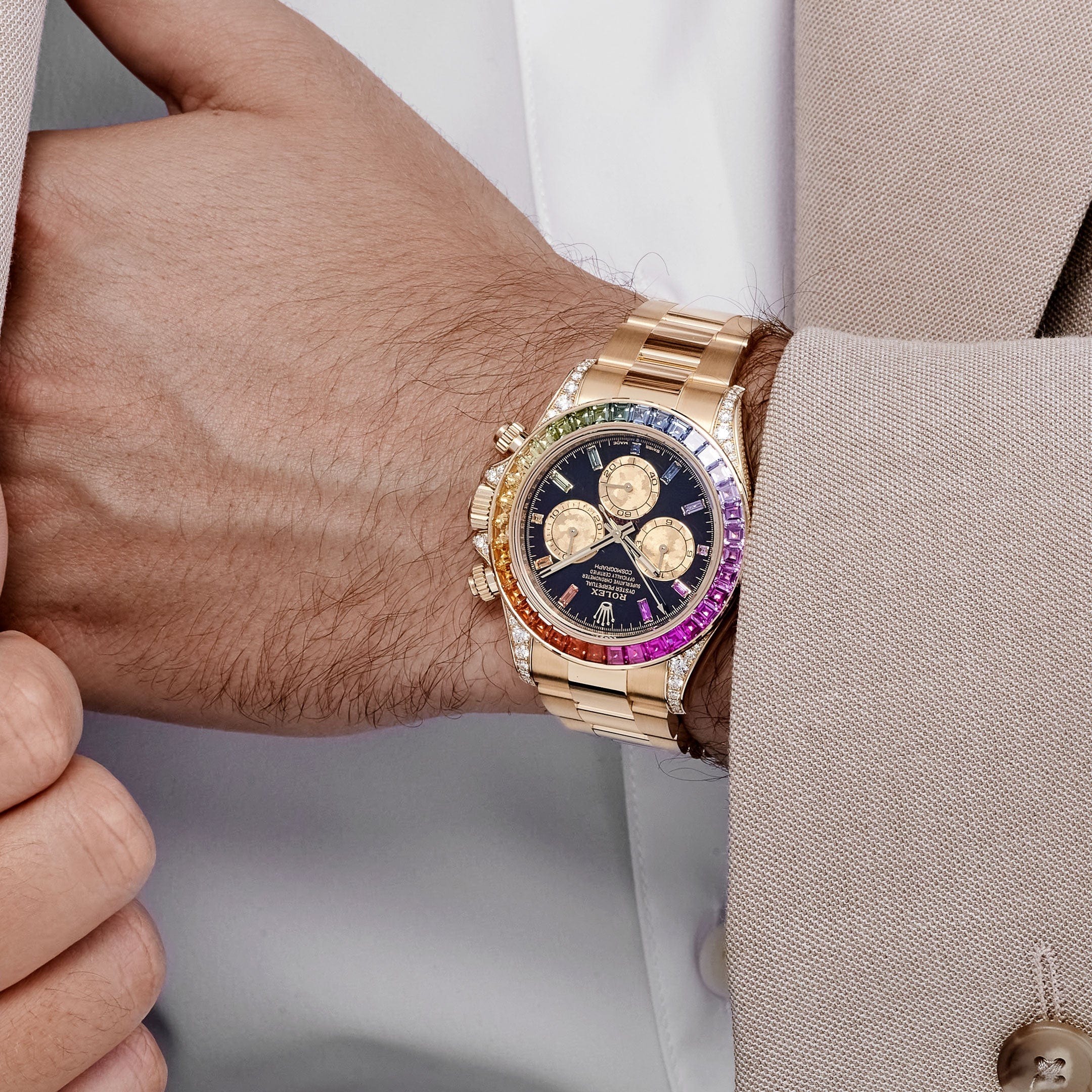 Rolex Daytona 126598RBOW 40mm Rainbow Yellow Gold Black Dial Sapphire Bezel - Image 3