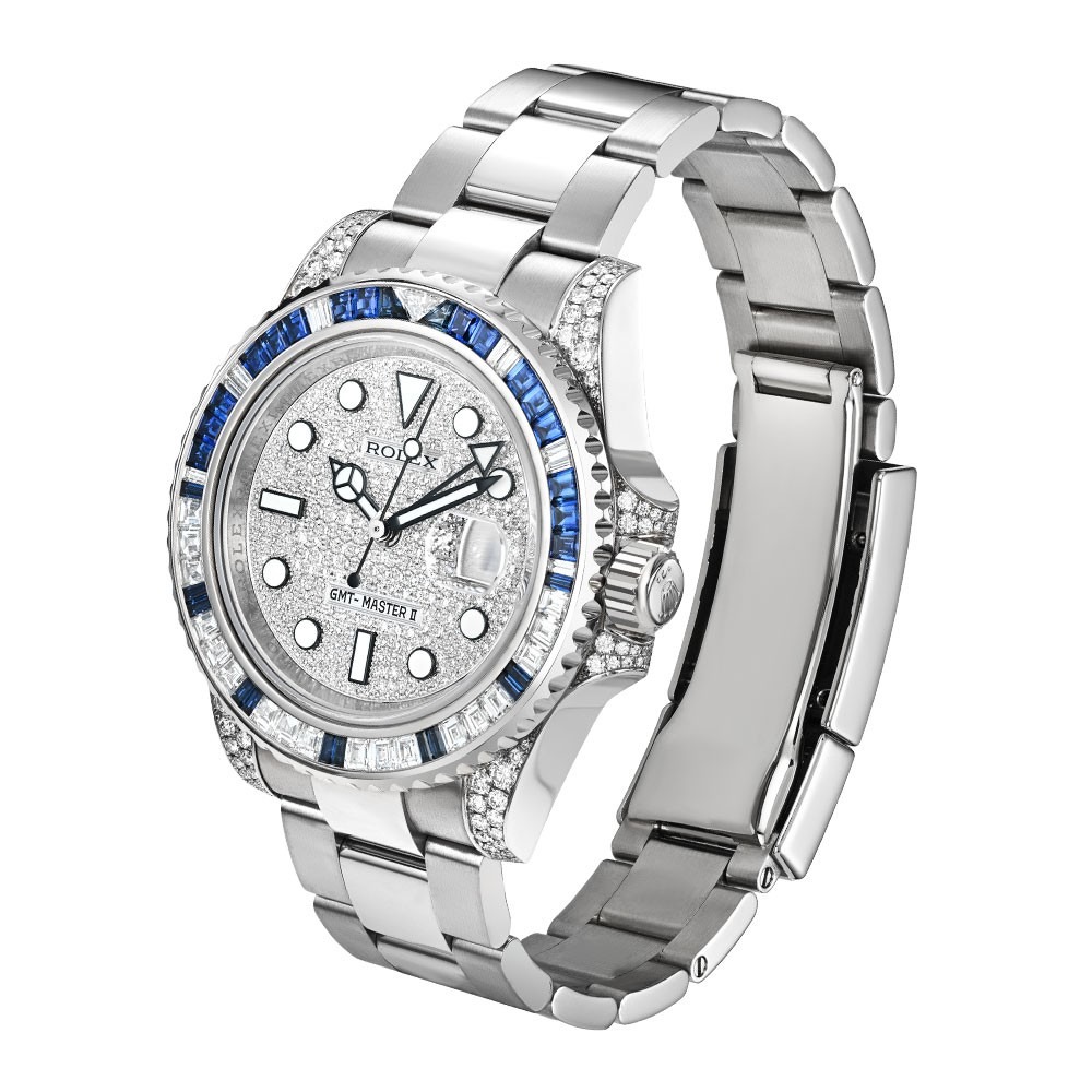 Rolex Oyster Perpetual GMT-Master II 40mm White Gold Blue Sapphire Bezel 116759SA - Image 10