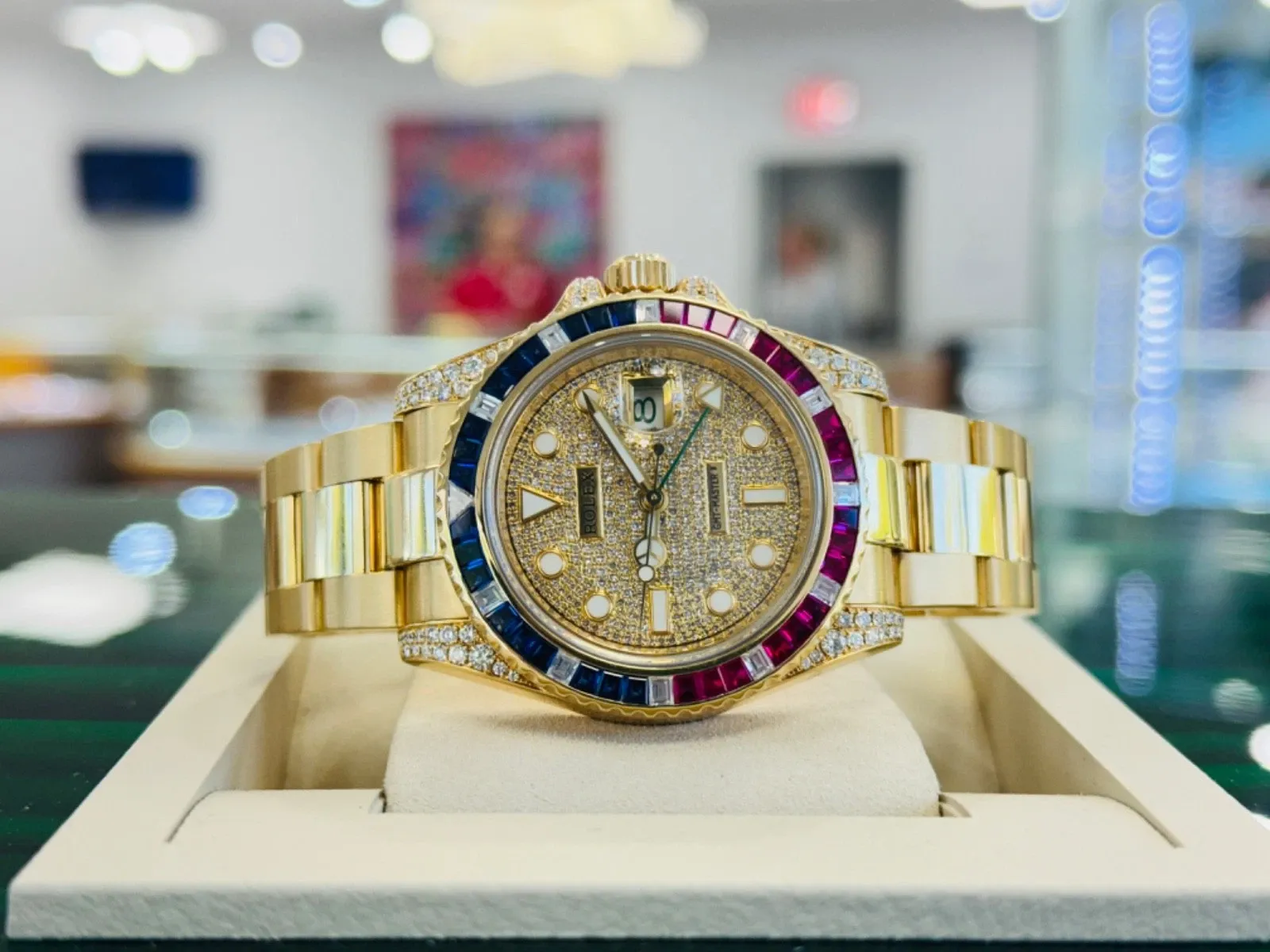 Rolex GMT-Master II 40mm Yellow Gold Pepsi Bezel Diamond Set Watch 116718LN - Image 5