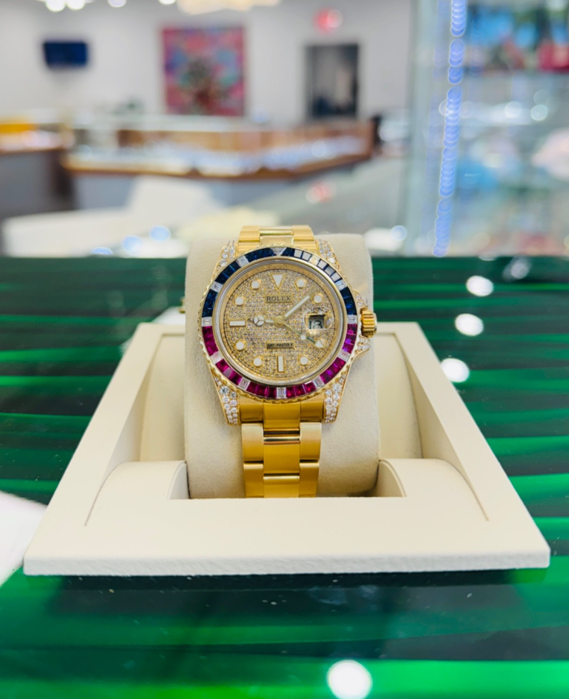 Rolex GMT-Master II 40mm Yellow Gold Pepsi Bezel Diamond Set Watch 116718LN - Image 10