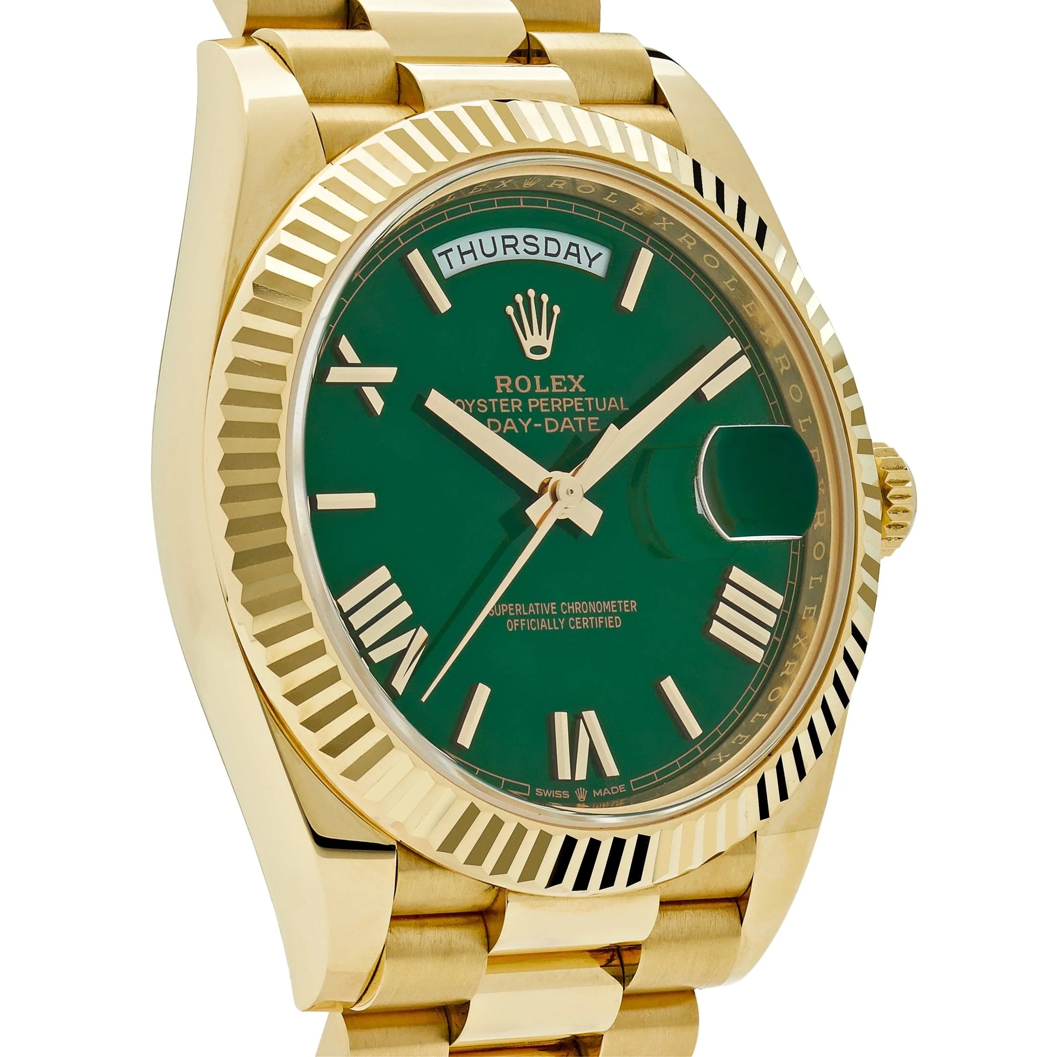 Rolex Day-Date 40mm Green Roman Yellow Gold 228238 - Image 6
