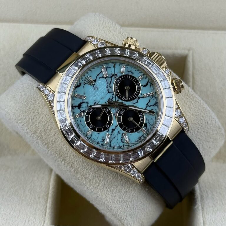 Rolex Daytona 126538TBR Yellow Gold Turquoise Stone Dial Diamond Bezel Oysterflex - Image 4