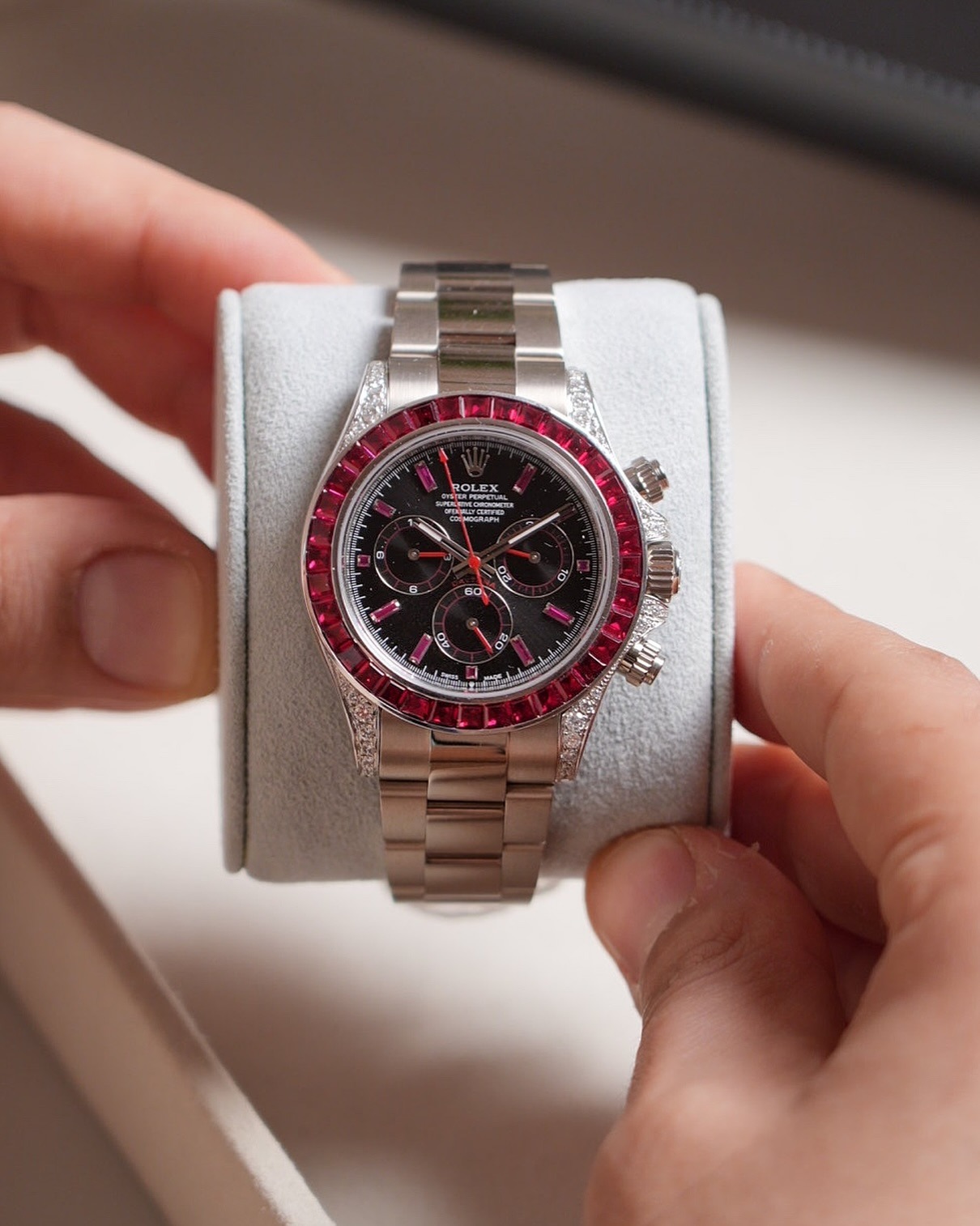 Rolex Daytona 126599TRU White Gold Diamond Black Dial Ruby Bezel - Image 2