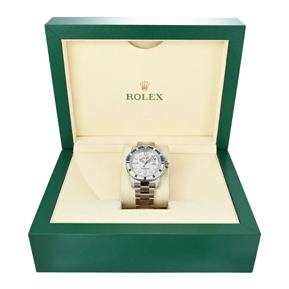 Rolex Oyster Perpetual GMT-Master II 40mm White Gold Blue Sapphire Bezel 116759SA - Image 11
