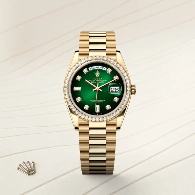 Rolex Day-Date President 36mm Yellow Gold 128348RBR Green - Image 4