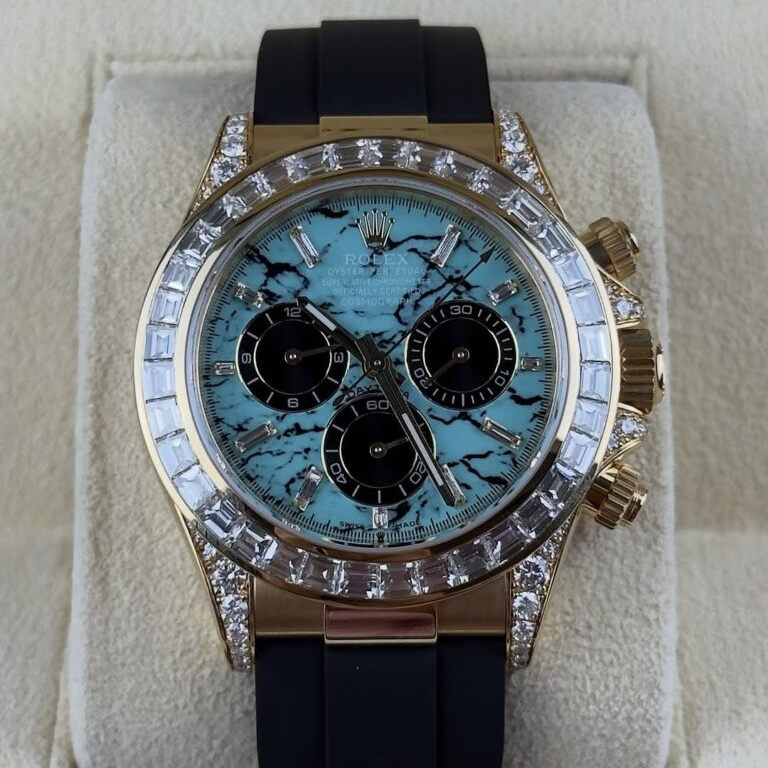 Rolex Daytona 126538TBR Yellow Gold Turquoise Stone Dial Diamond Bezel Oysterflex - Image 5