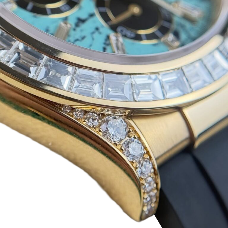 Rolex Daytona 126538TBR Yellow Gold Turquoise Stone Dial Diamond Bezel Oysterflex - Image 6