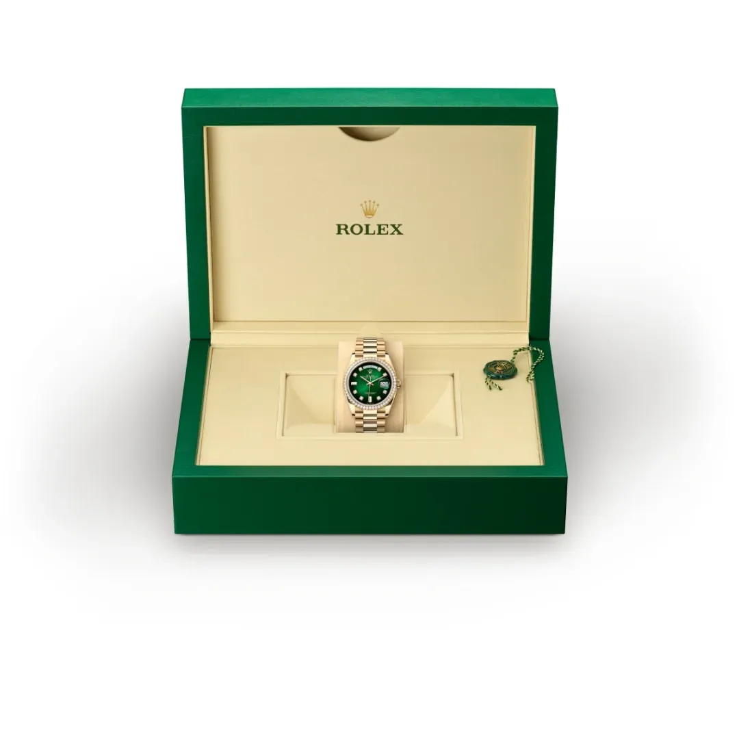 Rolex Day-Date President 36mm Yellow Gold 128348RBR Green - Image 8