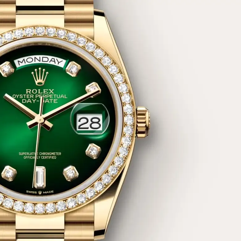 Rolex Day-Date President 36mm Yellow Gold 128348RBR Green - Image 2