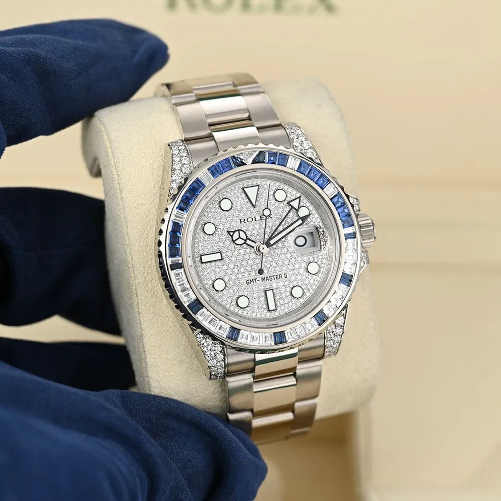 Rolex Oyster Perpetual GMT-Master II 40mm White Gold Blue Sapphire Bezel 116759SA - Image 6