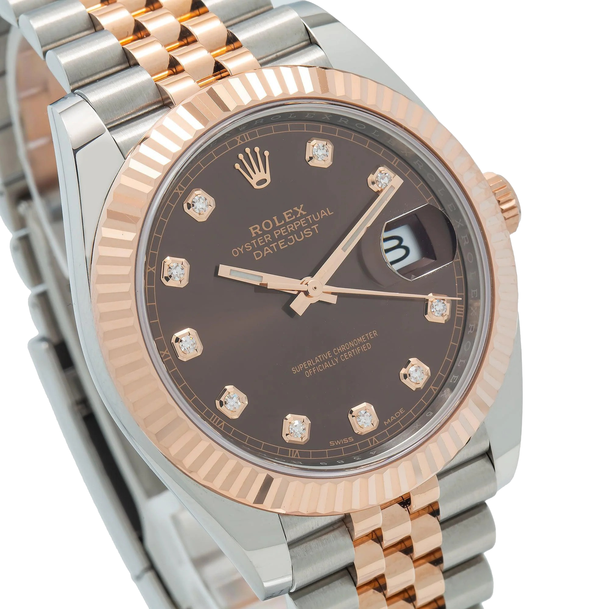 Rolex Datejust 41MM 126331 Chocolate Diamond Dial Fluted Bezel Two Tone Rose Gold Jubilee Bracelet - Image 5