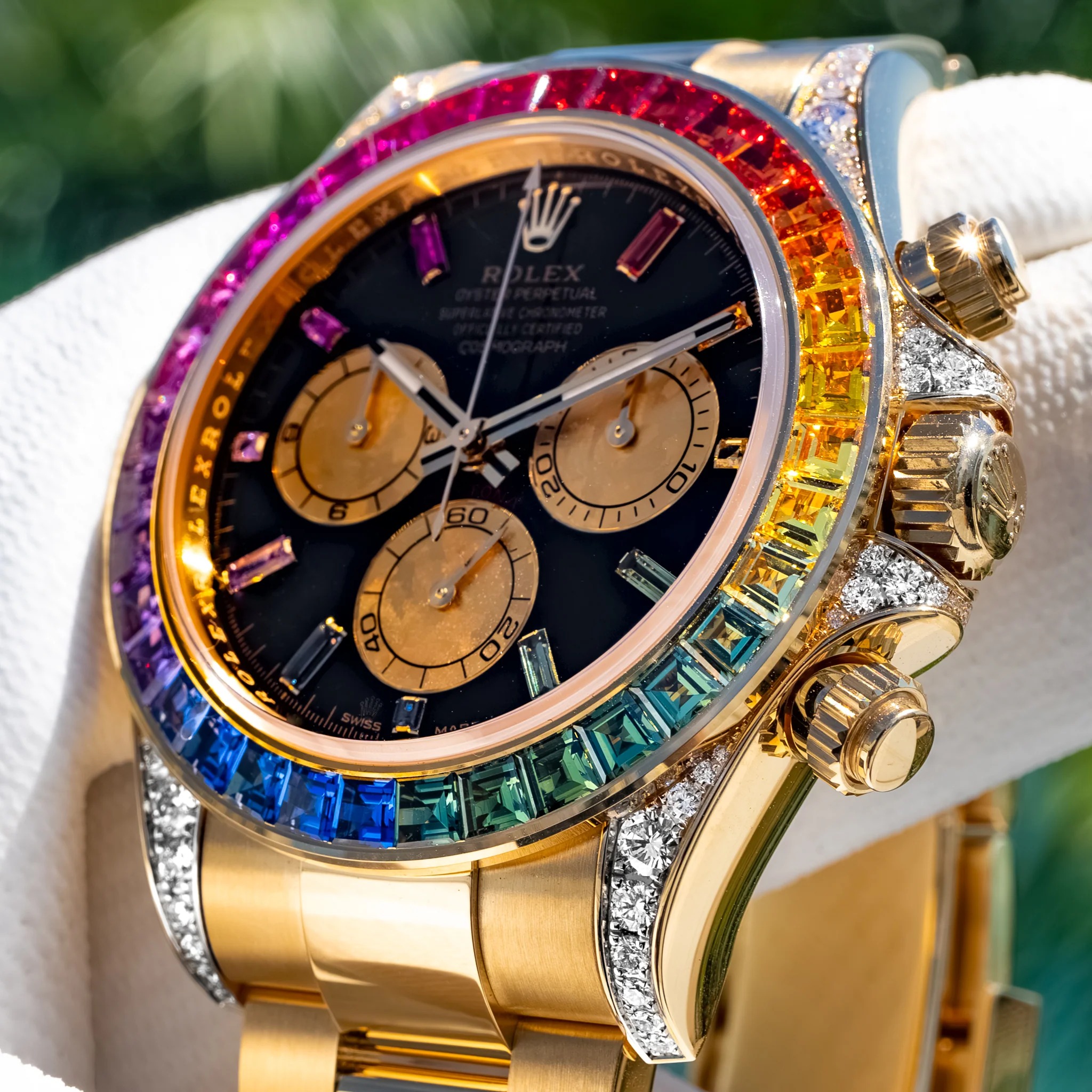 Rolex Daytona 126598RBOW 40mm Rainbow Yellow Gold Black Dial Sapphire Bezel - Image 5