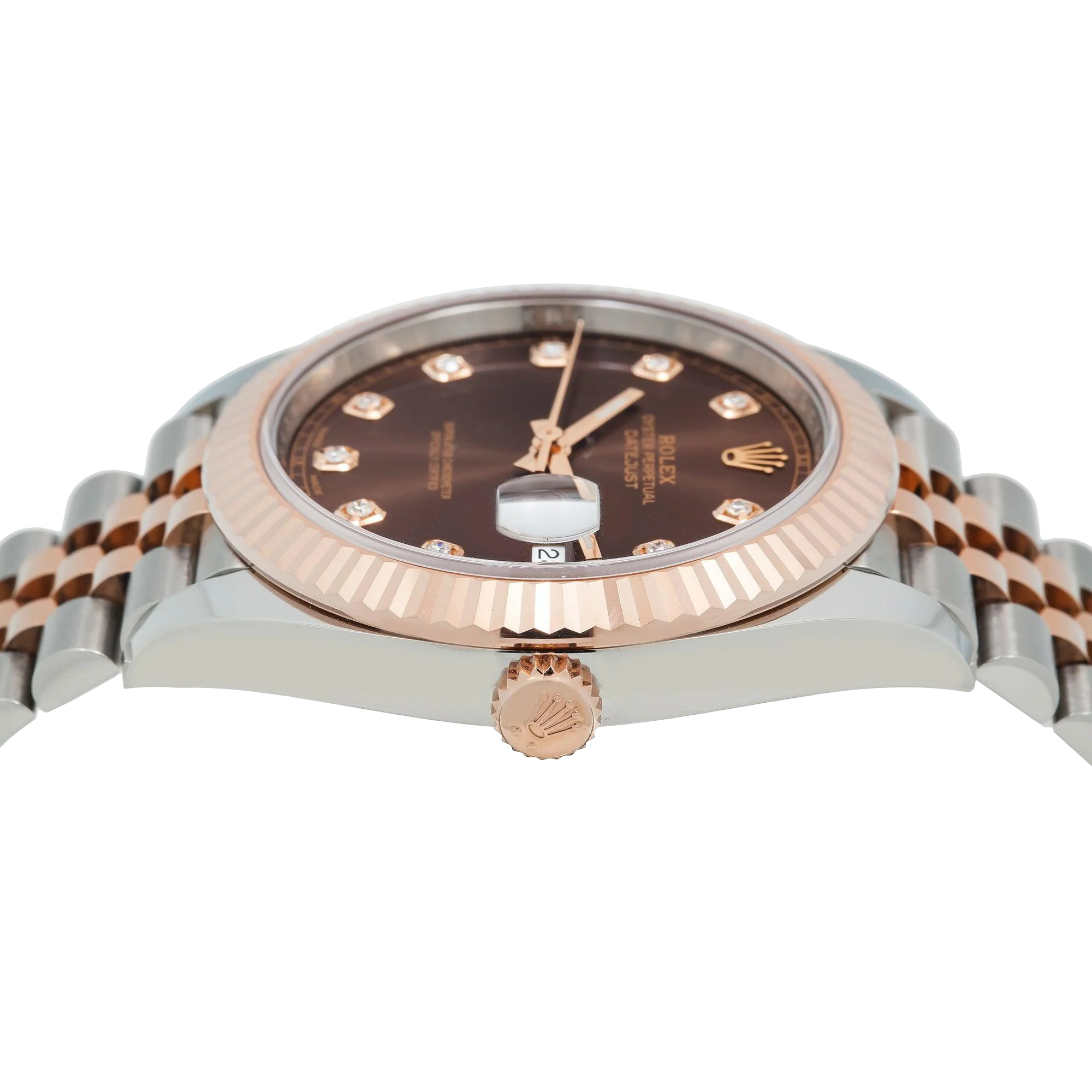 Rolex Datejust 41MM 126331 Chocolate Diamond Dial Fluted Bezel Two Tone Rose Gold Jubilee Bracelet - Image 7