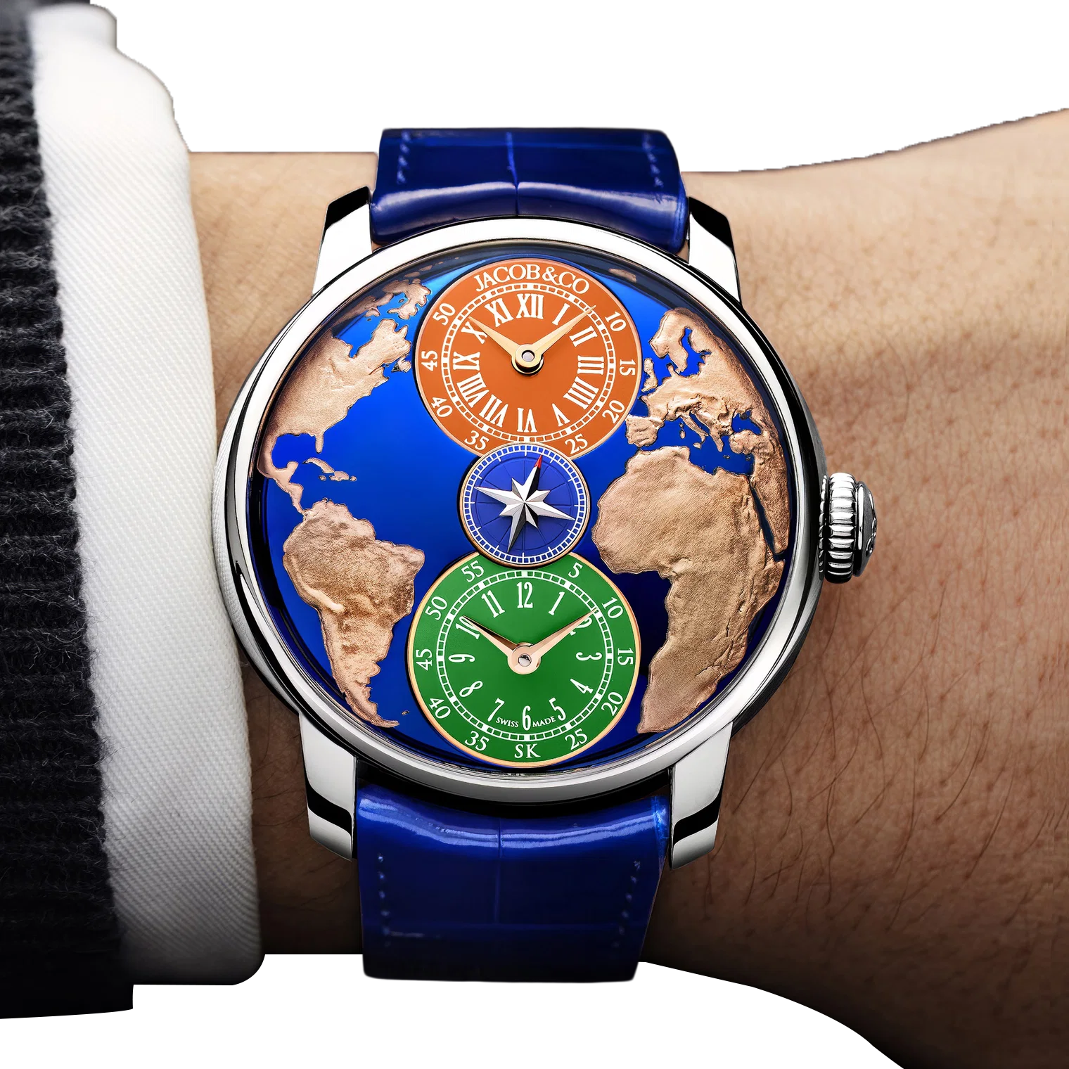 Jacob & Co The World Is Yours Dual Time Zone Salman Khan 43mm Stainless Steel Automatic Winding DT100.10.AB.AA.ABALA - Image 2