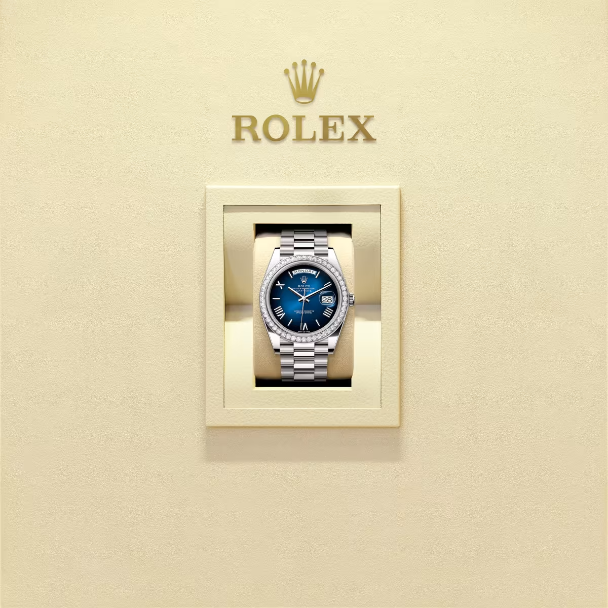 Rolex Day-date Oyster Perpetual 40mm White Gold Blue Ombr?? Dial, Diamond-set bezel M228349RBR-0045 - Image 4