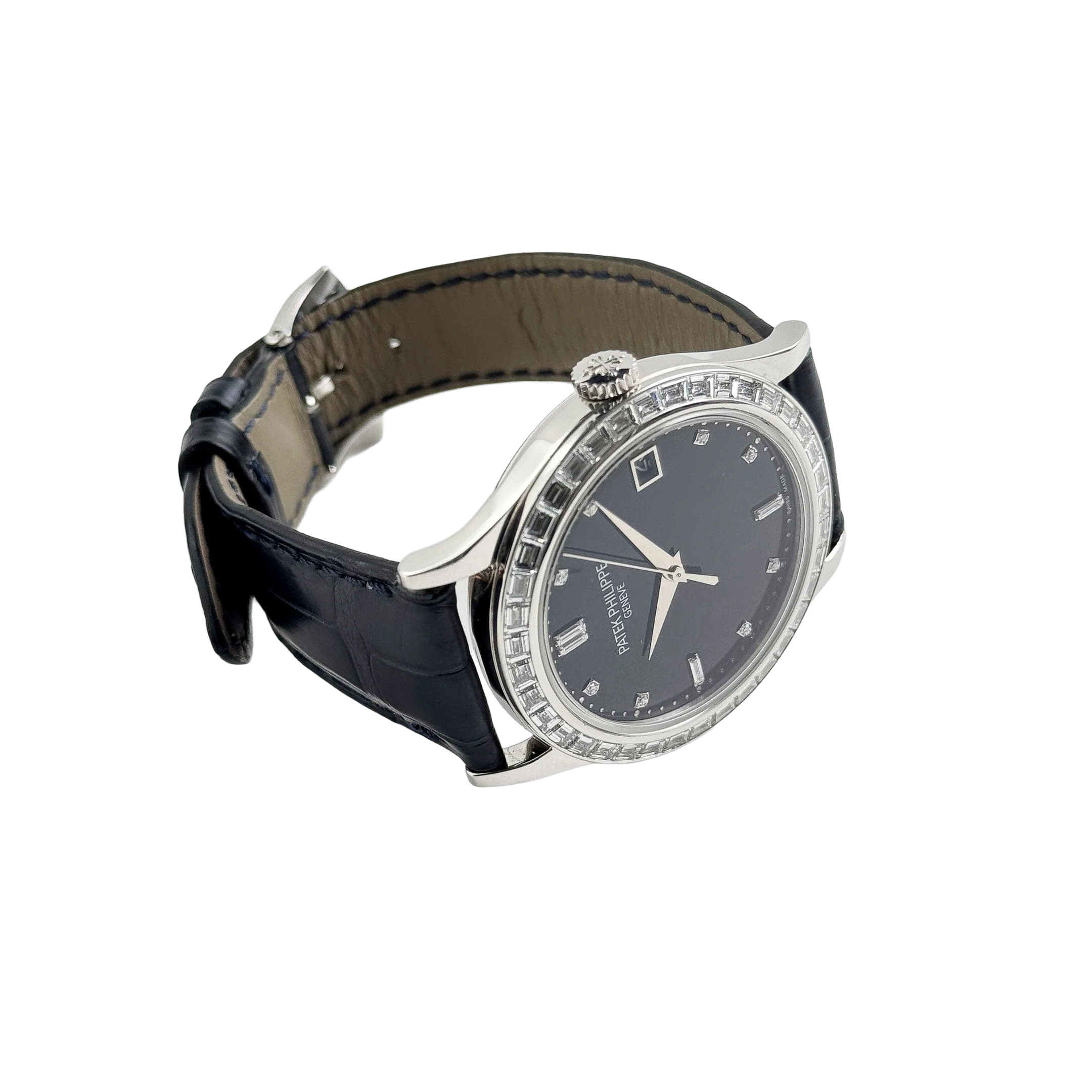 Patek Philippe Calatrava 38mm 5298P-012 Platinum Black Diamond Dial Diamond Bezel - Image 4
