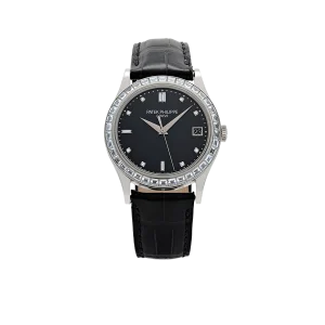 Patek Philippe Calatrava 38mm 5298P-012 Platinum Black Diamond Dial Diamond Bezel