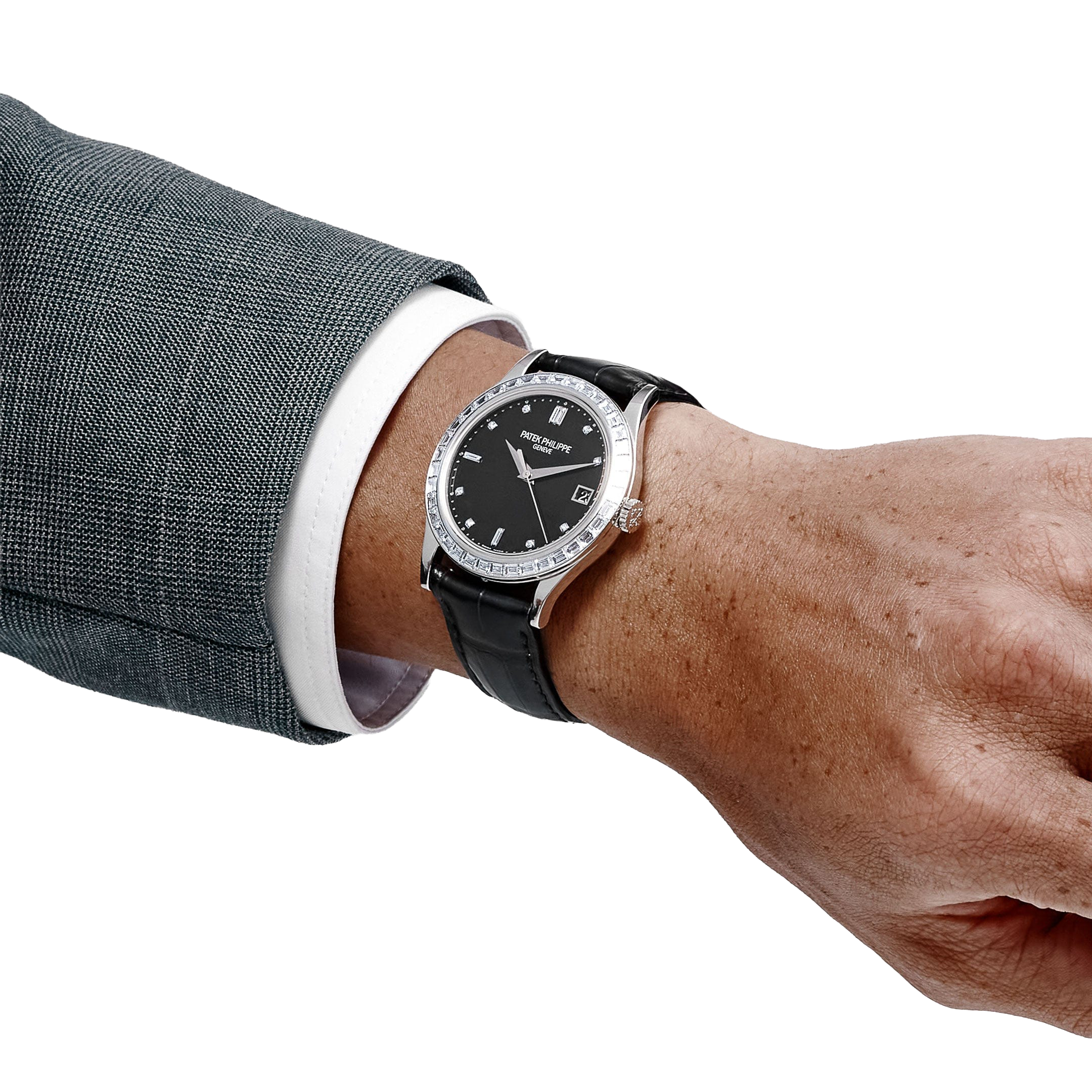 Patek Philippe Calatrava 38mm 5298P-012 Platinum Black Diamond Dial Diamond Bezel - Image 2