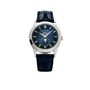 Patek Philippe Complications 39mm 5396G-017 Annual Calendar Moon Phases White Gold Blue Dial