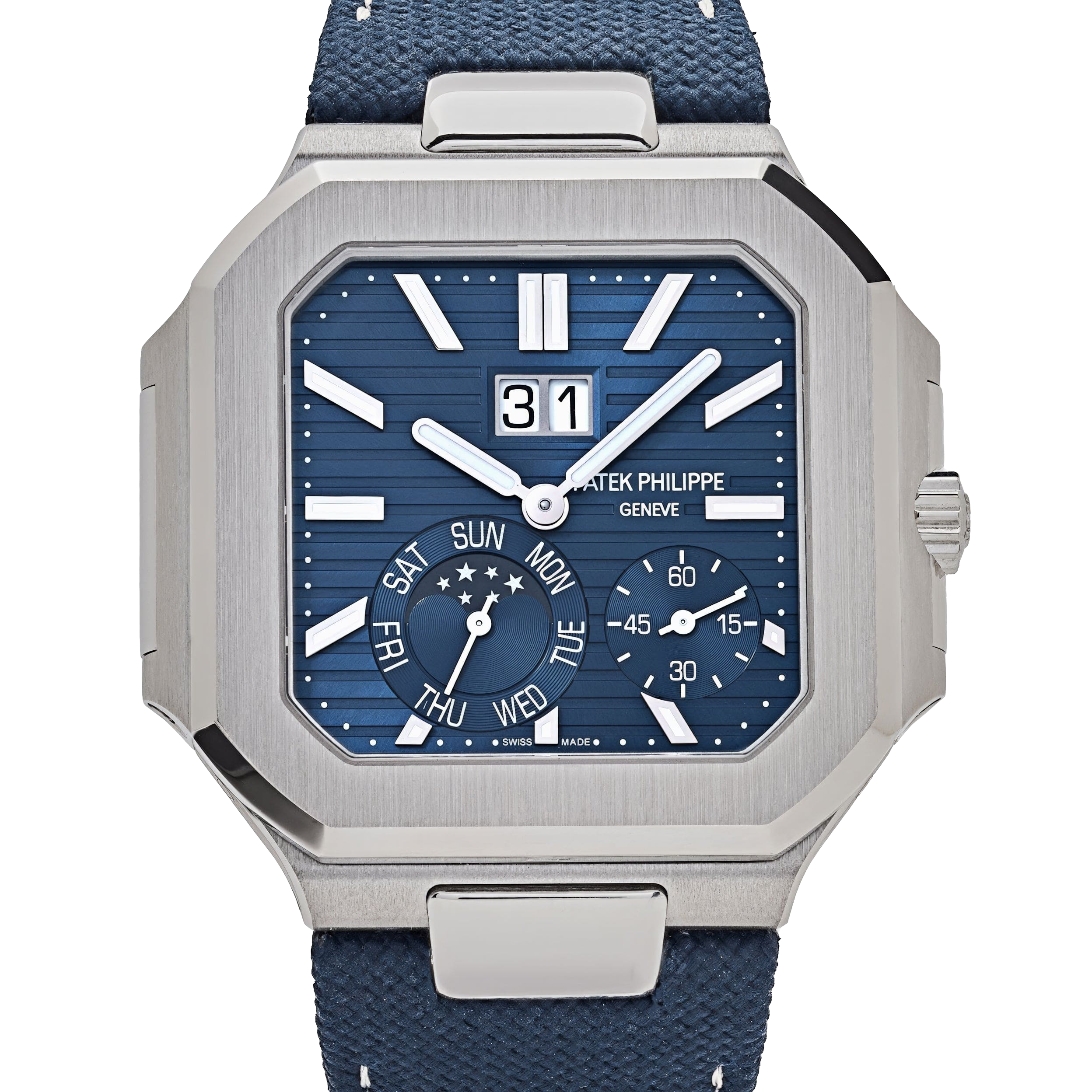 Patek Philippe Cubitus 45mm 5822P-001 Platinum Blue Dial Moon Phase - Image 3